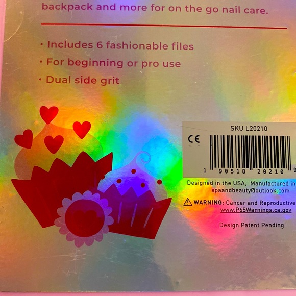 lula+co 6 Pack Nail Files in Shades of Pink, Solid and Printed Designs - Picture 2 of 2